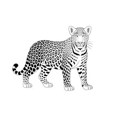 A leopard illustration line art of a coloring page 