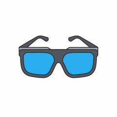 Stylish safety glasses with blue lenses and gray frame. Protective eyewear for industrial work or medical use.