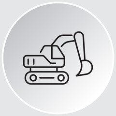 construction machinery line icon. Editable stroke. Vector illustration