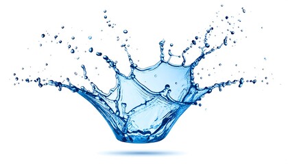 Water splash crown with white background.