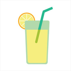 Refreshing Lemonade Drink Illustration with Straw and Lemon Slice simple