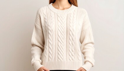 Cream Cable Knit Sweater.