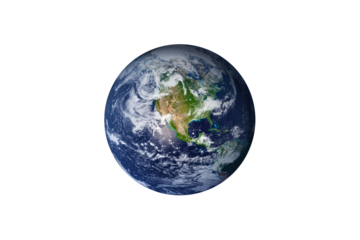 Planet Earth on transparent background, cut out. This image elements furnished by NASA.