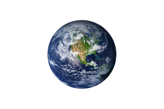 Planet Earth on transparent background, cut out. This image elements furnished by NASA.