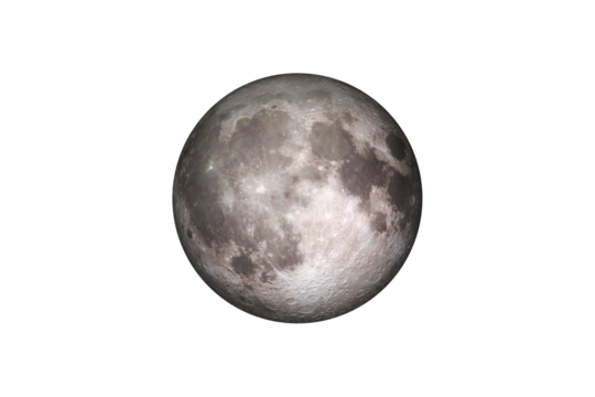 Earths Moon on transparent background, cut out. This image elements furnished by NASA.