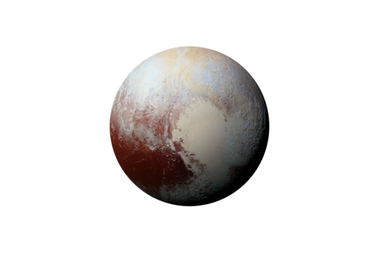 Planet Pluto on transparent background, cut out. This image elements furnished by NASA.