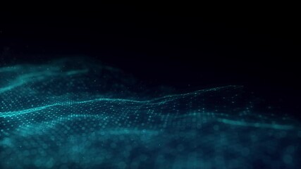 Color abstract wave background with dots and lines moving in space. Technology illustration. Futuristic modern dynamic wave. 3d rendering. - Powered by Adobe