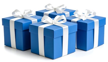 Blue Gift Boxes with White Ribbons.
