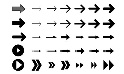 いろいろな種類の矢印ベクターアイコンセット
