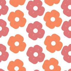 Seamless pattern cartoon flowers and leaves. cute botanical wallpaper and pattern for gift wrap paper