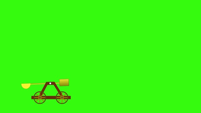 ancient catapult animation on green screen