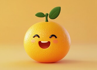 Happy Orange Cartoon Character