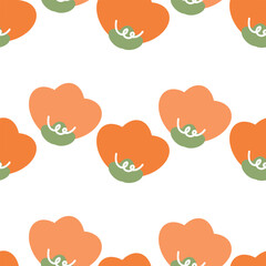 Seamless pattern cartoon tulip flowers orange and leaves. cute botanical wallpaper and pattern for gift wrap paper