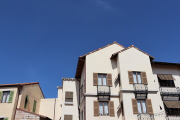 European Style Building with Blue Sky Background