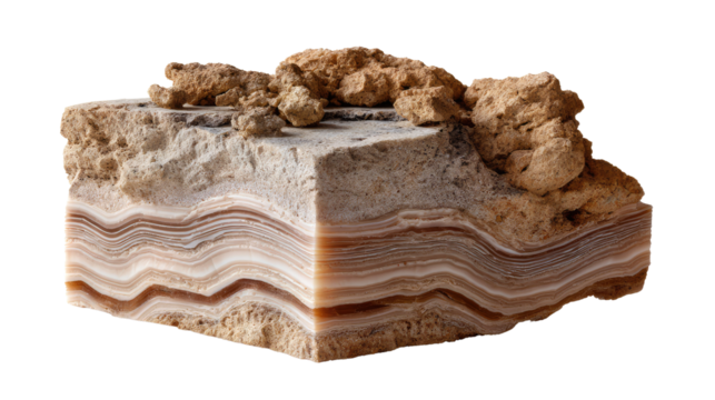 Stratified Earth: A cross-section of earth reveals intricate layers of sediment and geological features, showcasing nature's artistry in the raw earth.
