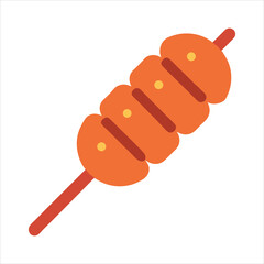 Simple Illustration of Grilled Meat Skewer Food Icon