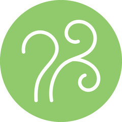 Green Circle with Abstract Curved Ornament