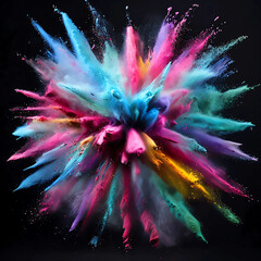Colorful Powder Burst on Black Abstract Background Digital Illustration