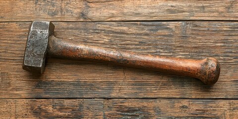 Hammer and nails with a wooden surface backdrop