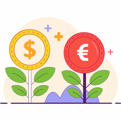 Investment, financial markets, international trade growth, money management concept.