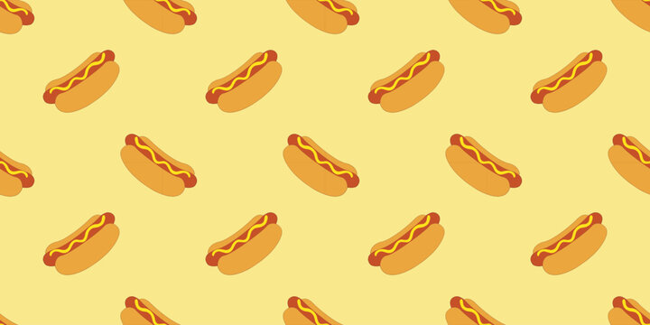 Hot dog seamless pattern background vector illustration