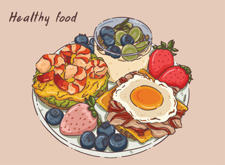 Healthy food breakfast vector
