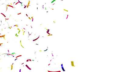 Colorful Confetti against a White Background Tranparent BG Confeti. Confetti partical isolated background. 3d Rendering Transparent Confetti.