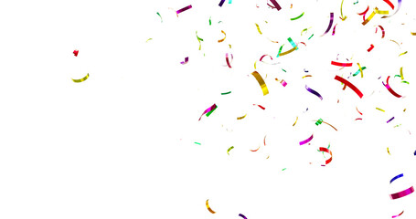 Colorful Confetti against a White Background Tranparent BG Confeti. Confetti partical isolated background. 3d Rendering Transparent Confetti.