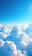 Vast expanse of fluffy white cumulus clouds drifting across a brilliant azure sky, a breathtaking summer day scene  Perfect for travel, nature, and weather-related projects ,  photograph,  air