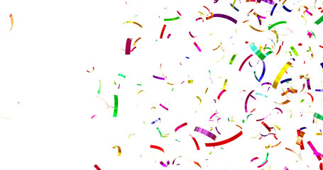 Colorful Confetti against a White Background Tranparent BG Confeti. Confetti partical isolated background. 3d Rendering Transparent Confetti.