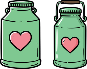 World Breastfeeding Week Vector – Heart Design Milk Bottles Clipart Illustration