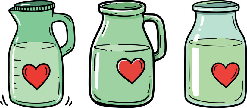 World Breastfeeding Week Vector Graphic – Heart Symbol on Green Bottles - Powered by Adobe