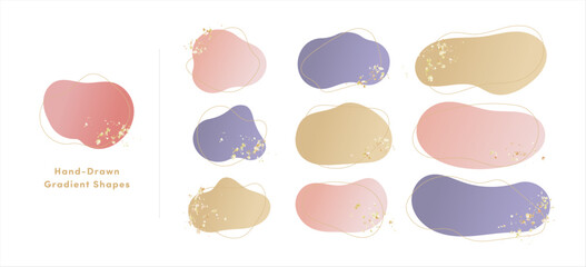 おしゃれな流体シェイプのベクターフレーム・吹き出しセット (和風・高級)