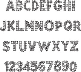 Toy Train Track typography font lettering ABC cartoon vector text