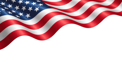 Fototapeta premium A pristine, high-resolution image showcasing the flowing stars and stripes of the American flag, symbolizing national pride and unity with ample copy space