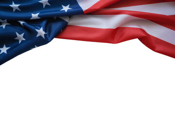  A meticulously arranged flat lay photograph showcasing the American flag with ample copy space below, perfect for patriotic themes.