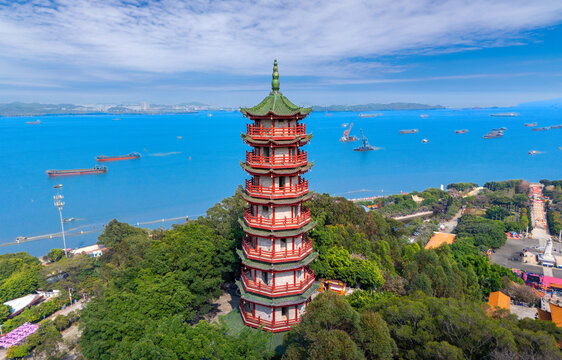 Aerial view of Nansha Tianhou Temple in Guangzhou, China