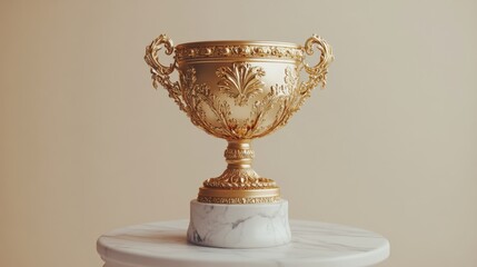 Triumphant golden trophy gleaming ornate achievement success