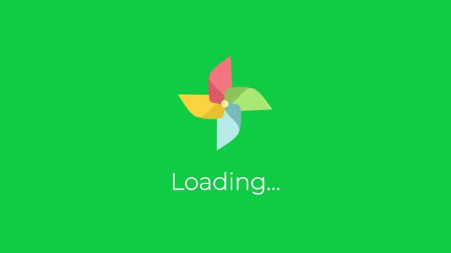 Animated spinning pinwheel loading with greenscreen. Simple and elegant loading animation motion graphic vector illustration