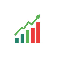 Red arrow going down stock icon on white background. Decrease, Bankruptcy, financial market crash icon for your web site design, logo, app, UI. graph chart downtrend symbol. chart going down sign.