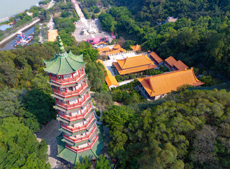 Aerial view of Nansha Tianhou Temple in Guangzhou, China
