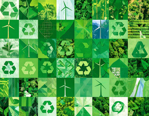 Firefly_Artistic Abstract Recycling, Sustainability, and Green Energy Collage