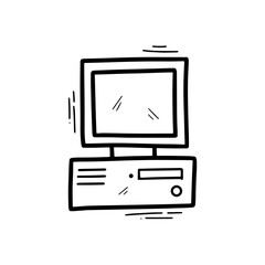 Hand Drawn Computer Illustration. Doodle Vector. Isolated on White Background - EPS 10 Vector