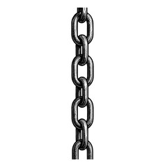 Fototapeta premium Metal Chain Hanging Vertically with Detailed Shading and Texture on a White Background