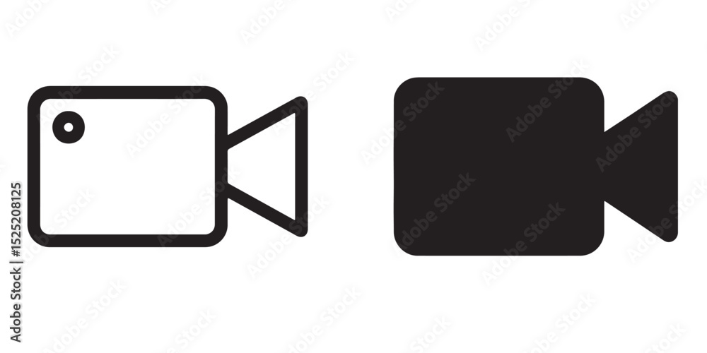 Fototapete Video Camera Icons Outline and Solid Vector Graphics for Digital Projects