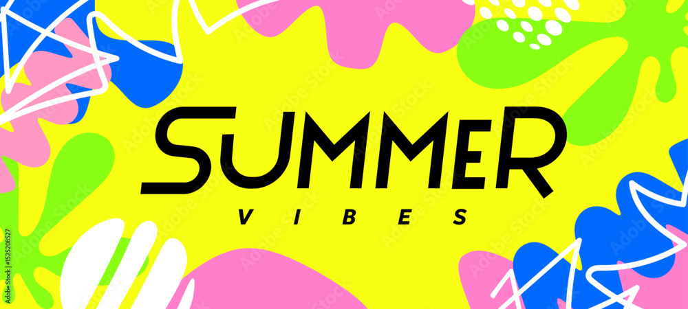 Fototapete vector cartoon illustration of summer geometric tropical background with abstract shape. flat creati
