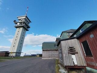 old touristic shelter on top of klinovec mountain czechia