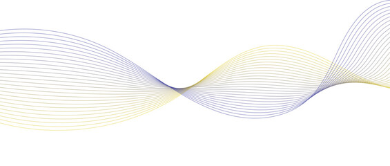 Abstract wave lines in blue yellow gradient on minimalist background. Futuristic and dynamic look, perfect for tech, digital, and modern design projects.