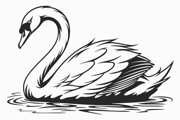 swan silhoette black vector