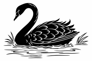 swan silhoette black vector